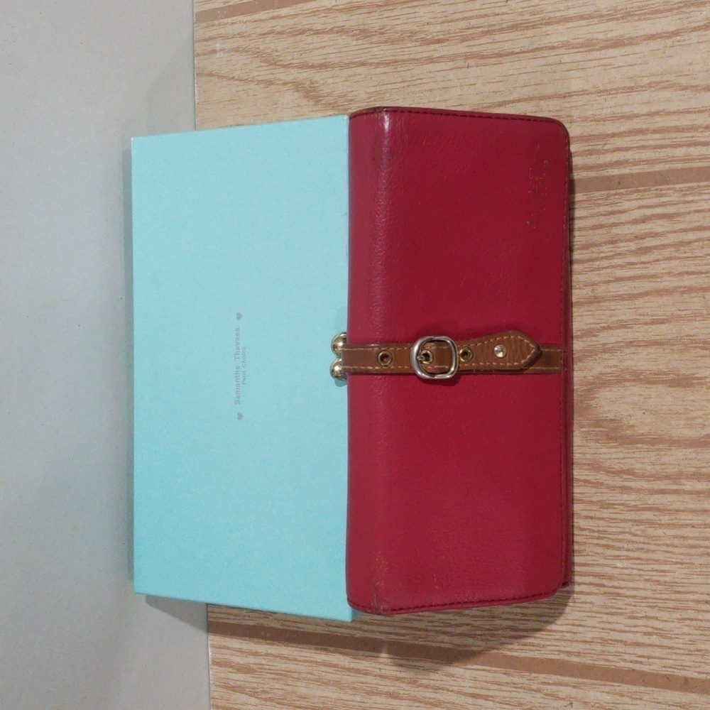 Samantha Thavasa Pink & Brown Leather Wallet - Buckle Accent – Designer Japan